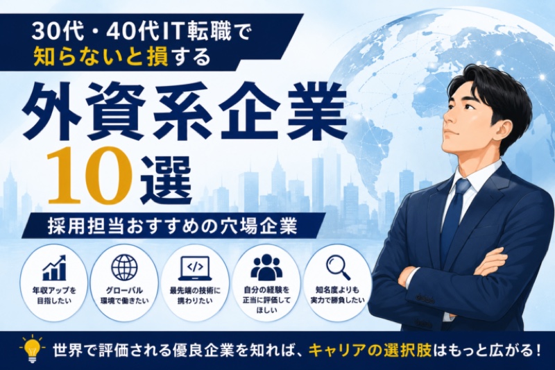 外資系企業へのキャリアを考える青年のイラスト